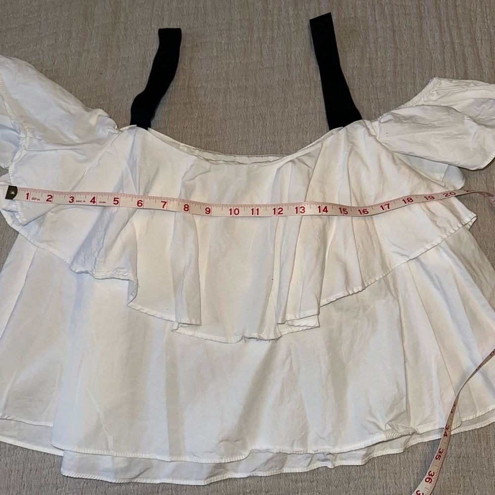 Zara White Denim Top with Black Straps